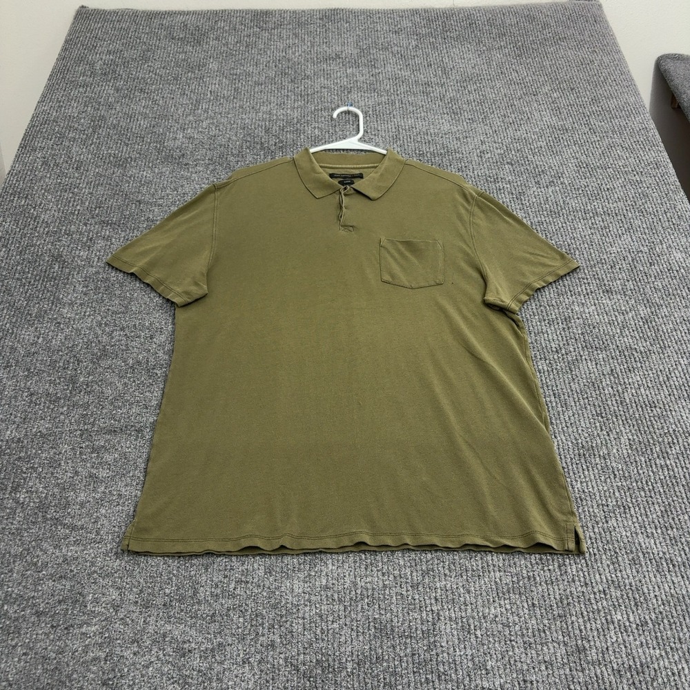 John Varvatos Polo Shirt Mens L Green Pima Cotton Pocket Luxe Casual Designer